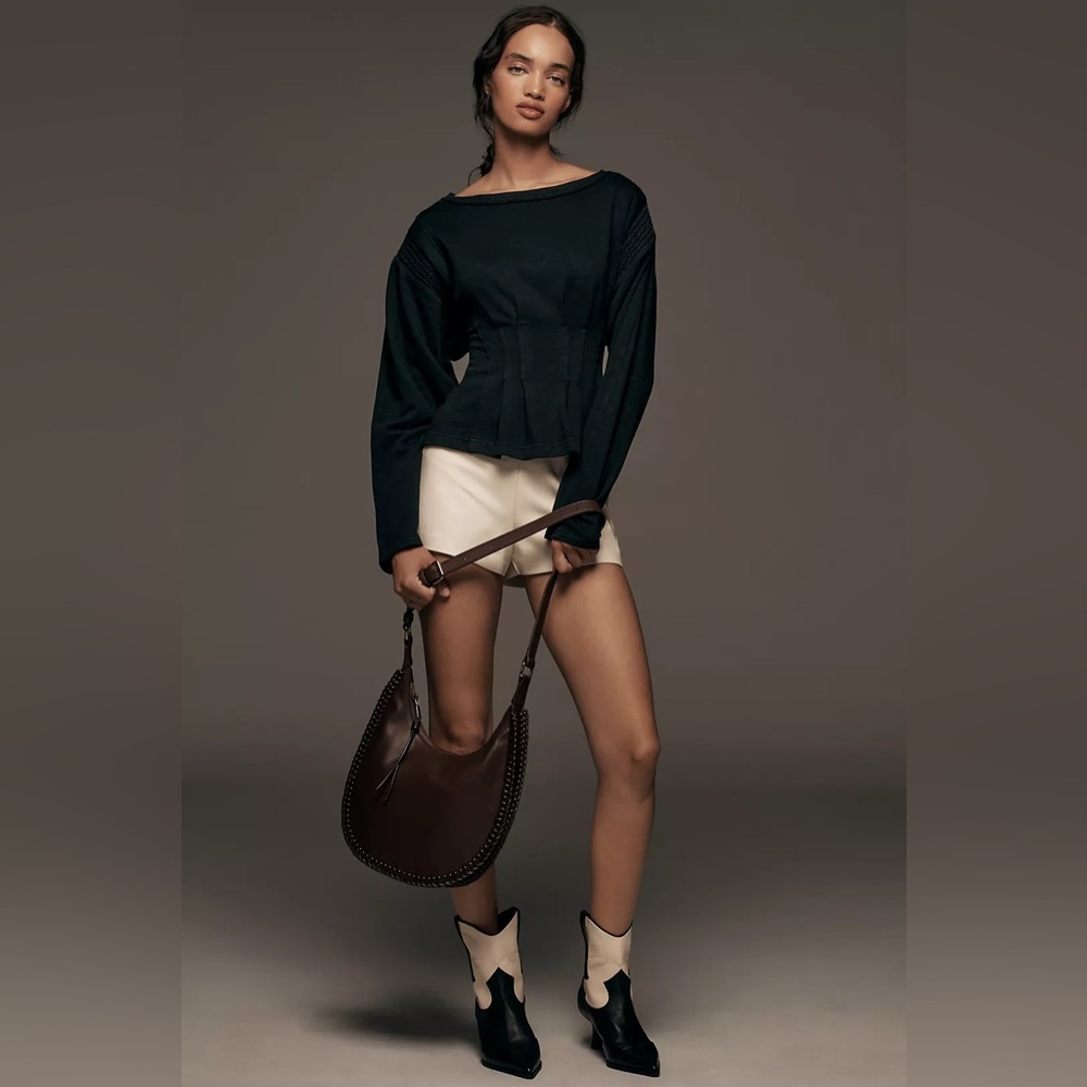 Pilcro Long-Sleeve Cocoon Corset Top